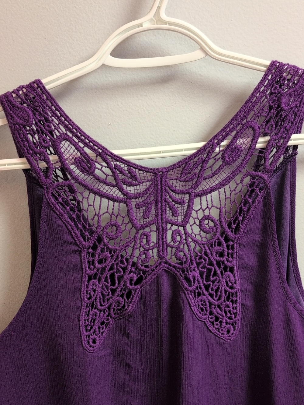 Reitmans Purple Short Sleeve Blouse Multilayer Lace Style Top Purple Violet - Picture 4 of 7